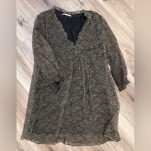 Zara Mini Dress, Dots, Ruffled Sleeves, Size L